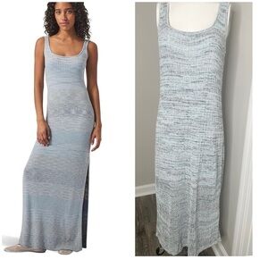 INTERMIX BLUE KNITTED CROCHET DRESS WITH SLIT-LARGE-PRELOVED